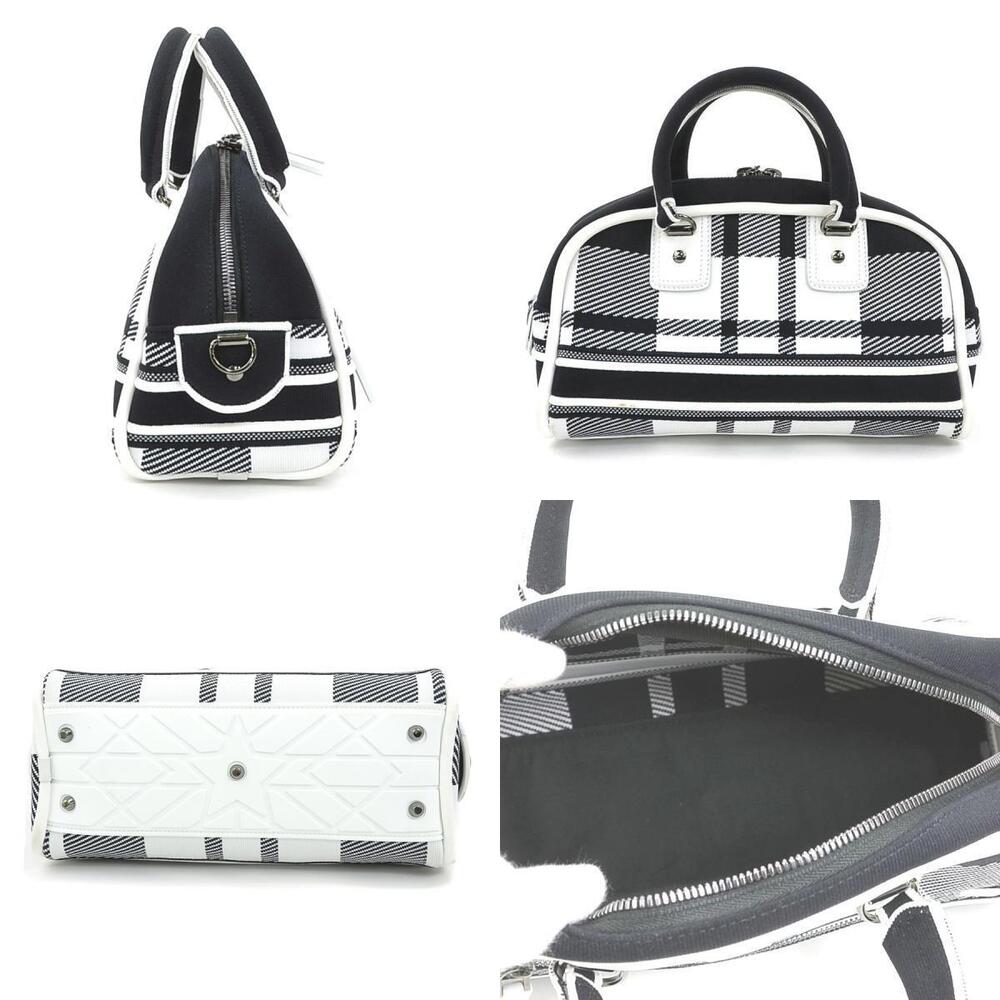 Dior Canvas Bag Christian Shoulder  Handbag Vibe Black Bowling White